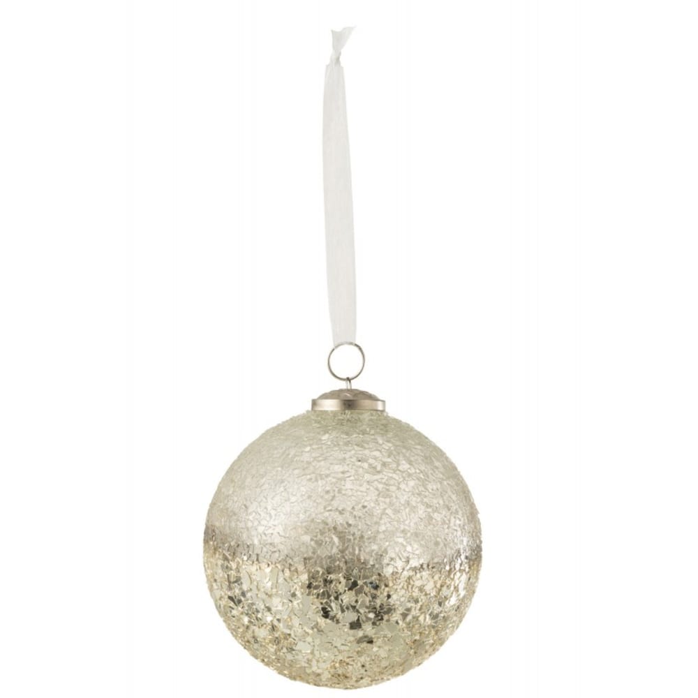 Bola de navidad de vidrio plateado de 12.5x12.5x15.5 cm