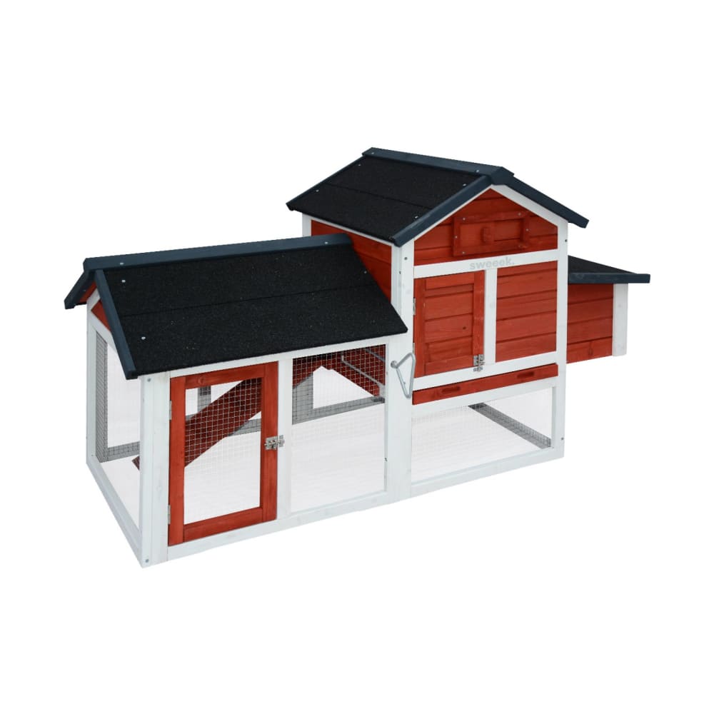 Poulailler en bois rouge galinette, 3 poules, cage à poule avec enclos - Maisons du Monde