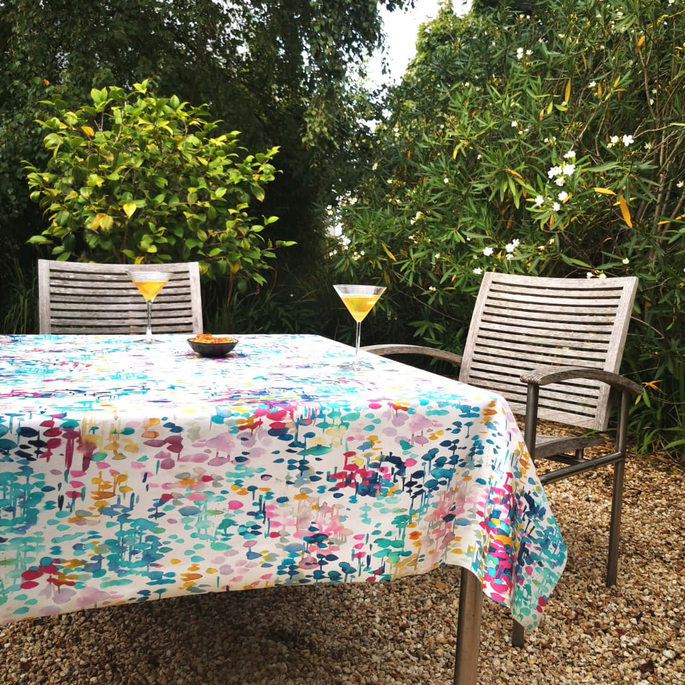 Nappe enduite coton multicolore carrée 120 x 120 cm