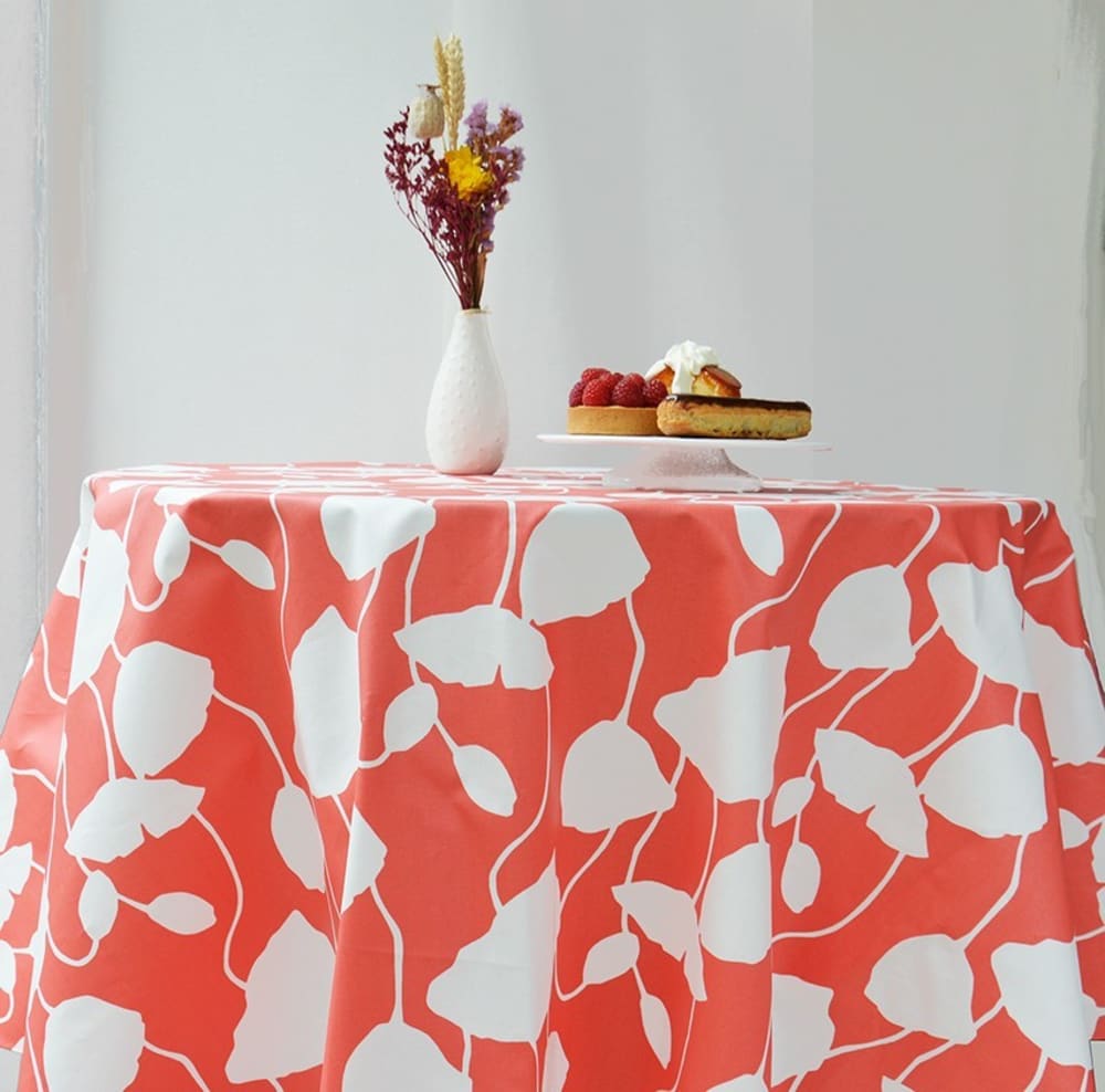 Nappe enduite coton Corail carrée 120 x 120 cm