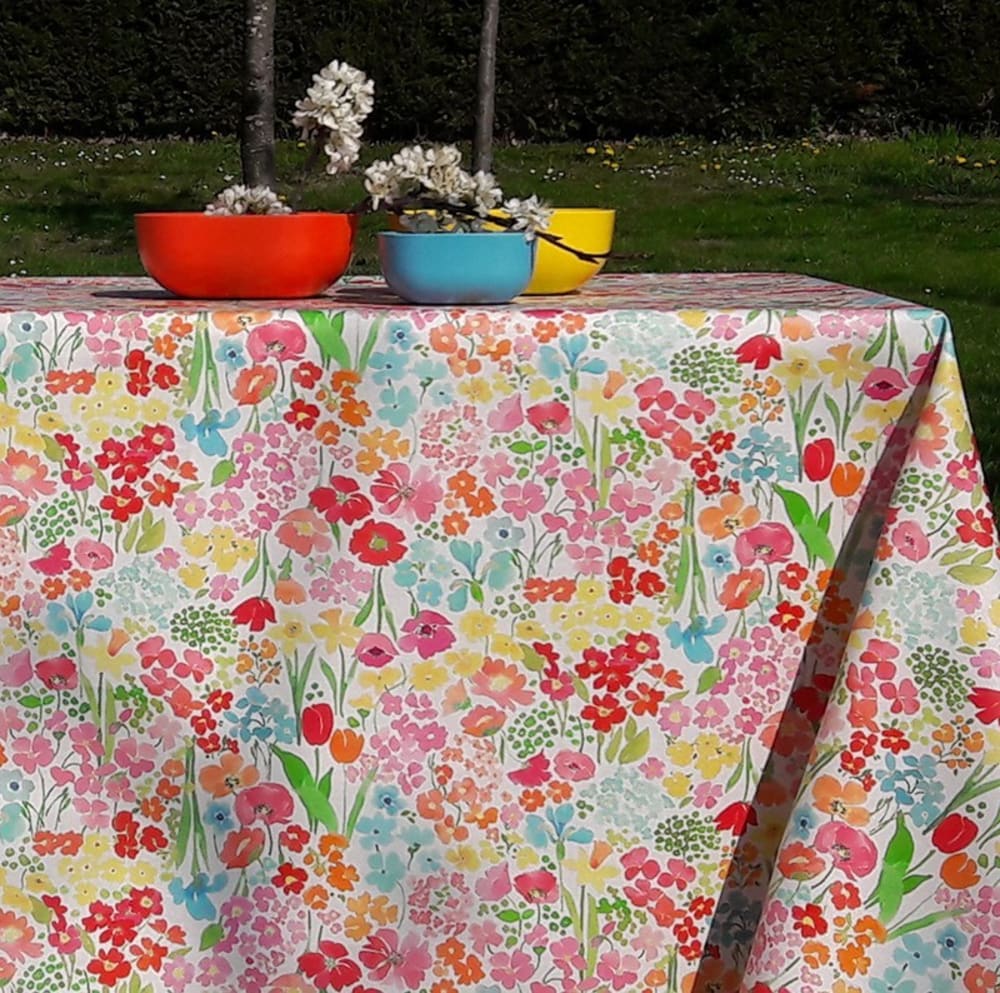 Nappe enduite coton multicolore carrée 120 x 120 cm