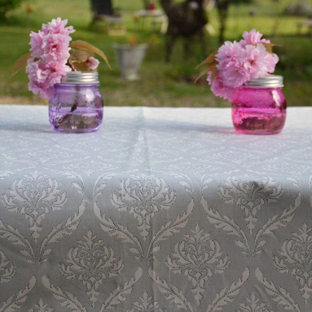 Nappe enduite coton grise carrée 120 x 120 cm