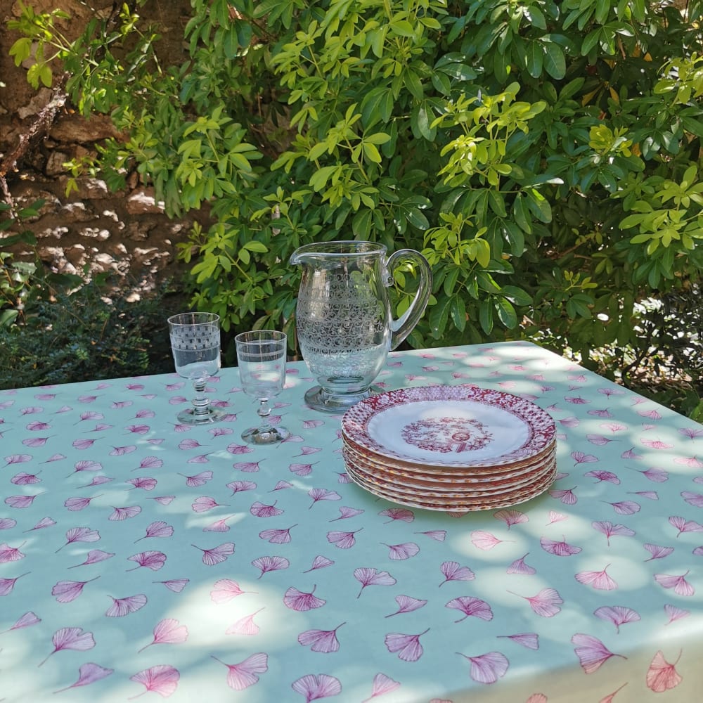Nappe enduite coton verte carrée 120 x 120 cm