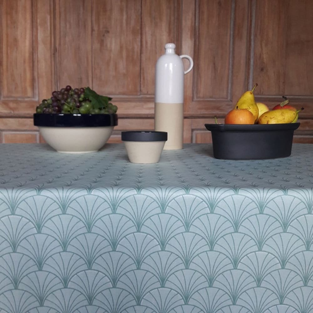 Nappe enduite coton verte carrée 120 x 120 cm