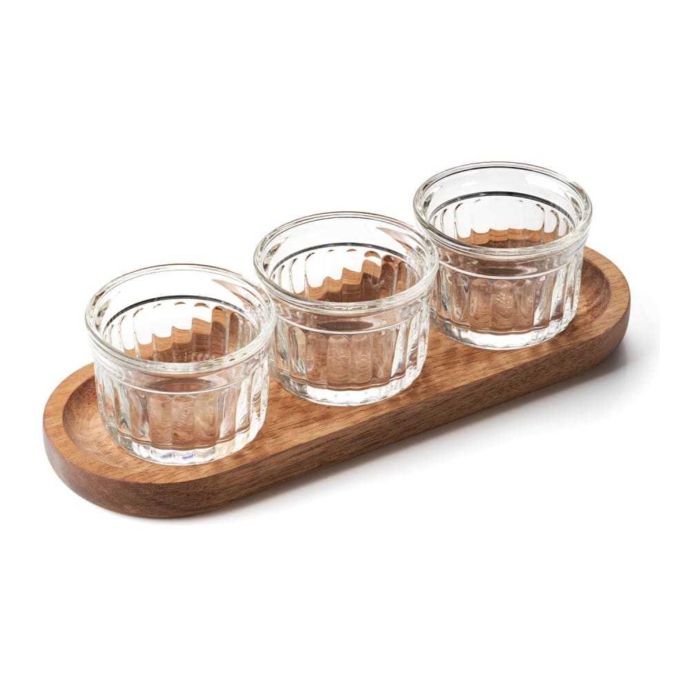 Coffret apéro 3 verrines 10 cl+plateau bois