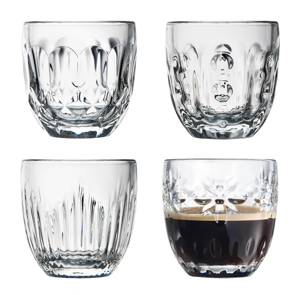 Boîte de 4 tasses à expresso Troquet en verre  transparent