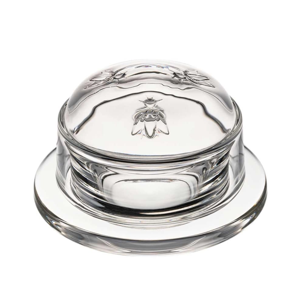 Beurrier rond en verre avec cloche