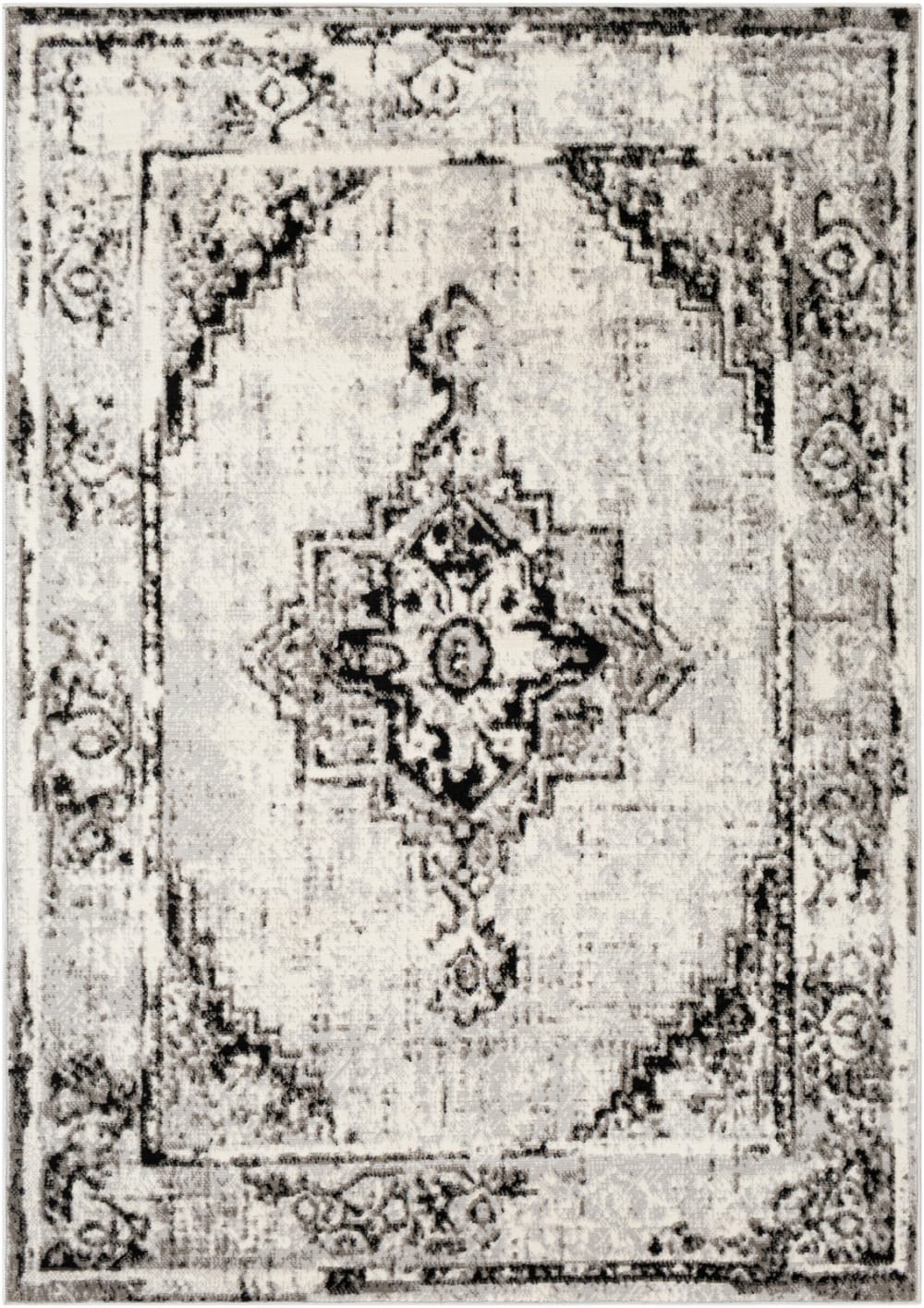 Tapis Vintage Oriental Blanc/Gris/Noir 152x213