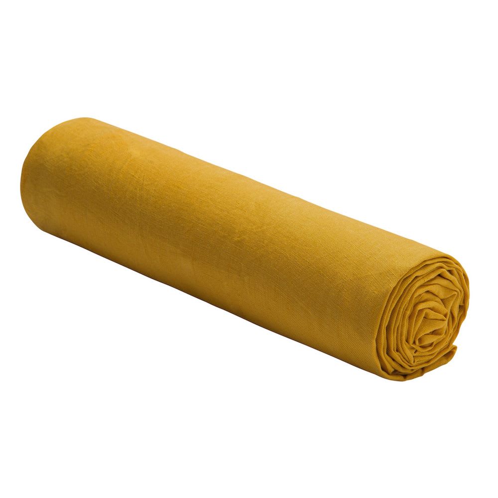 Drap housse lin lavé jaune 200x200 cm - Maisons du Monde