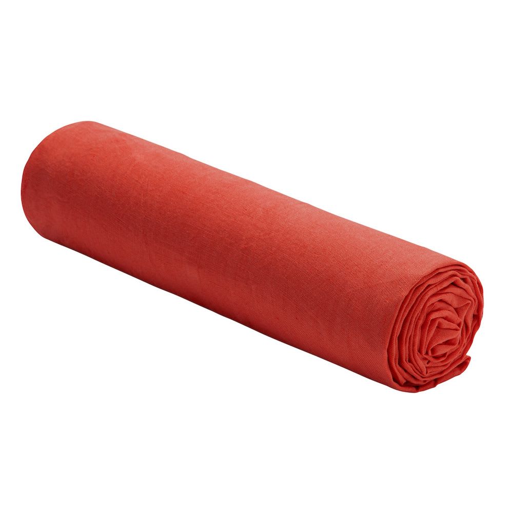 Drap housse lin lavé rouge 200x200 cm - Maisons du Monde