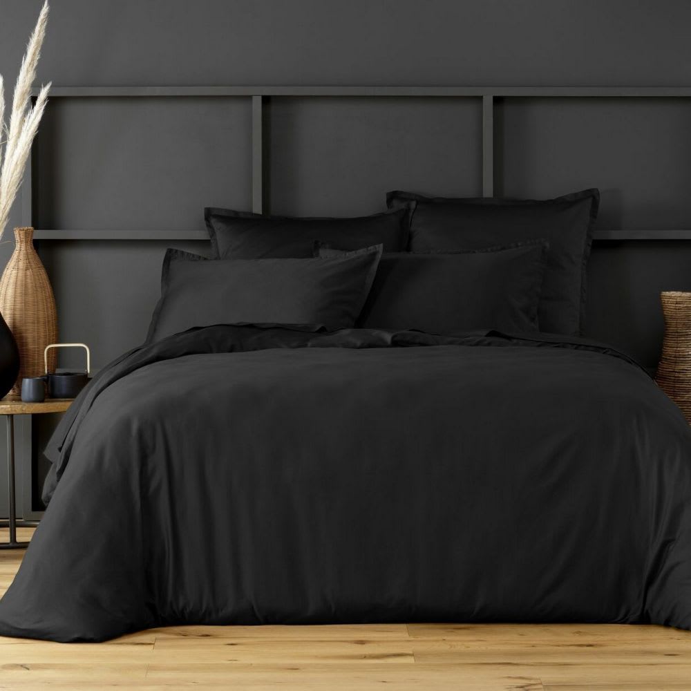 Housse de couette satin de coton noir 220x240 cm