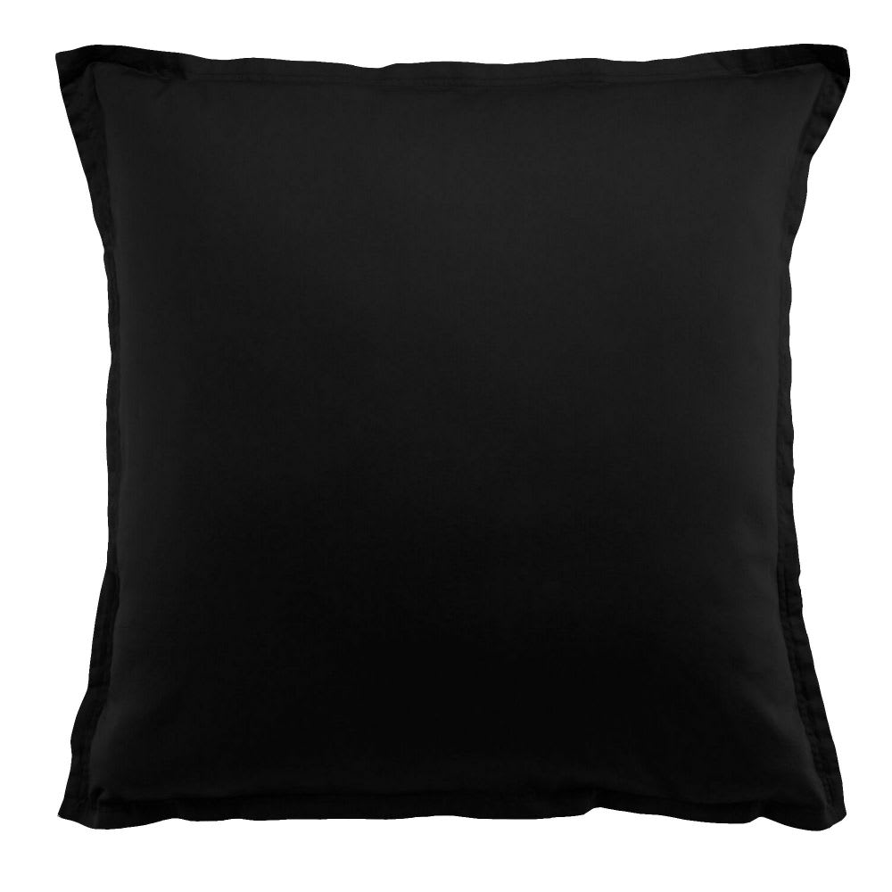 Taie d'oreiller carrée satin de coton noir 65x65 cm