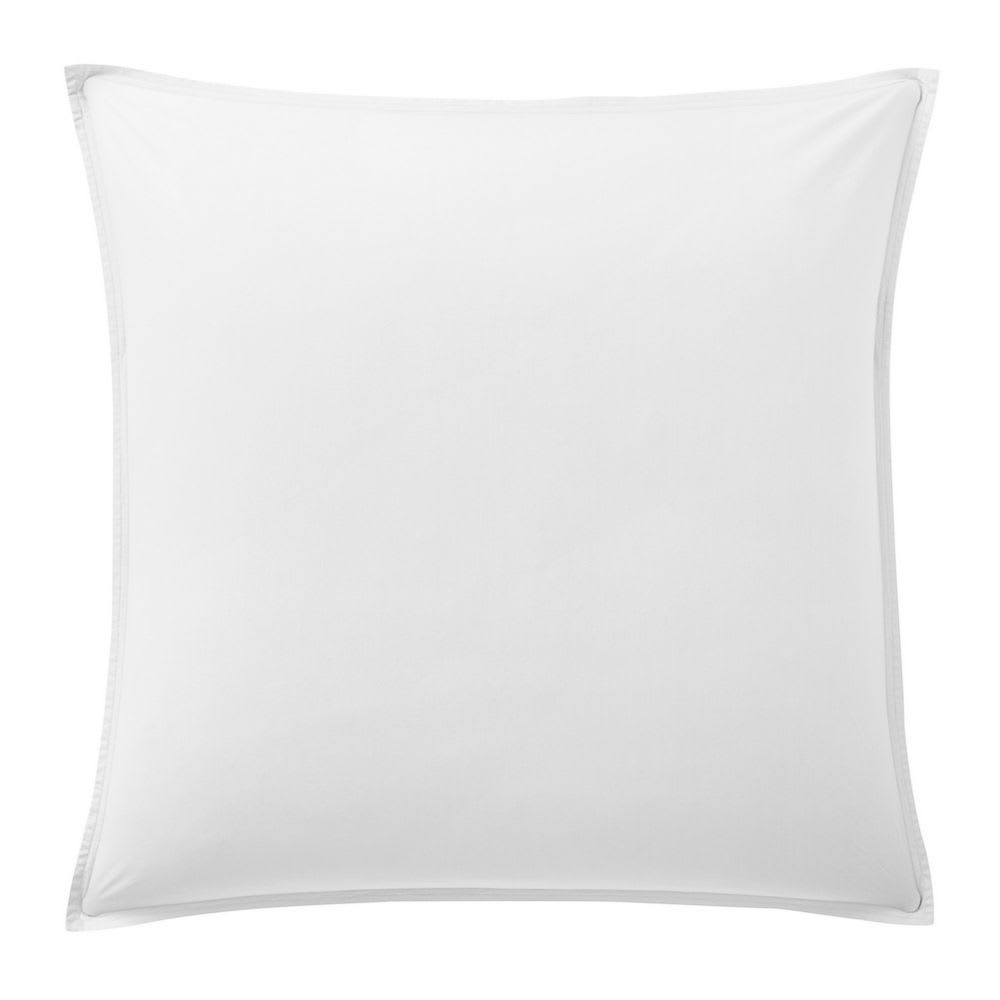 Taie d'oreiller percale de coton lavé blanc 65x65 cm