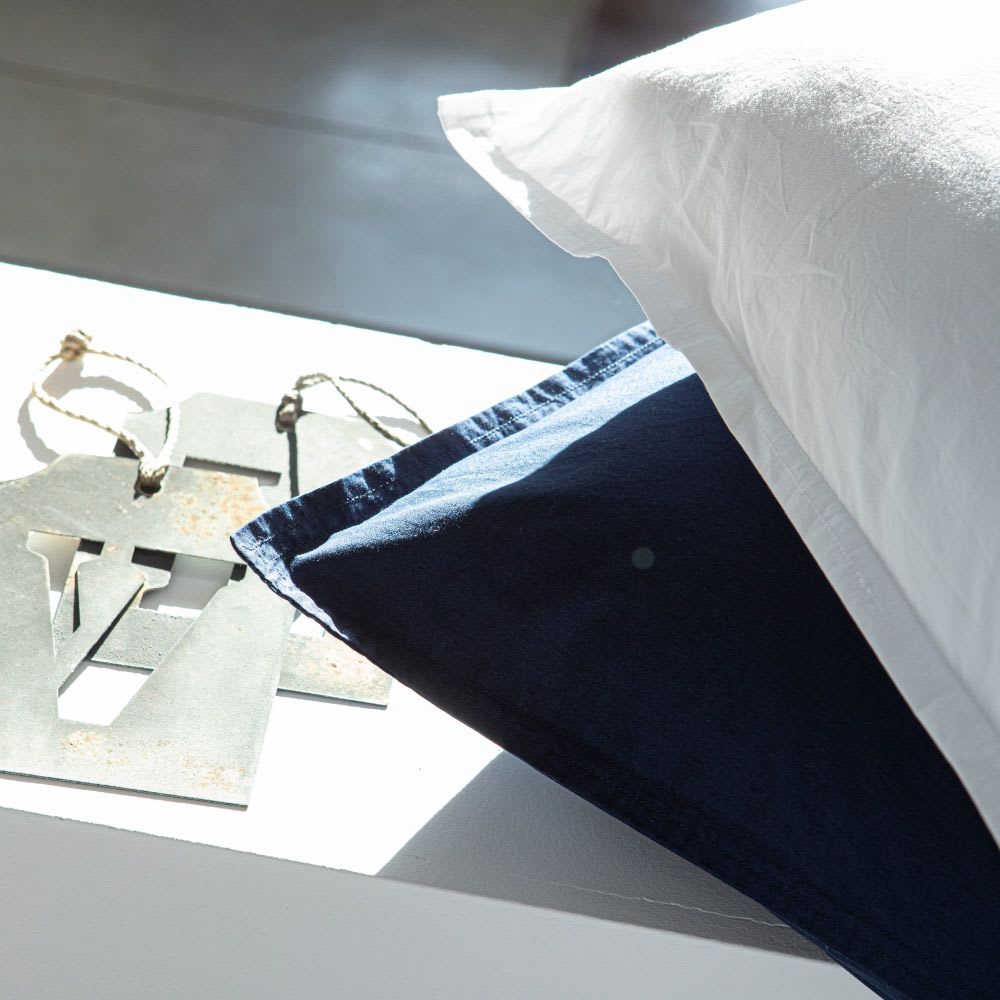 Taie d'oreiller percale de coton lavé blanc 65x65 cm — vue 3