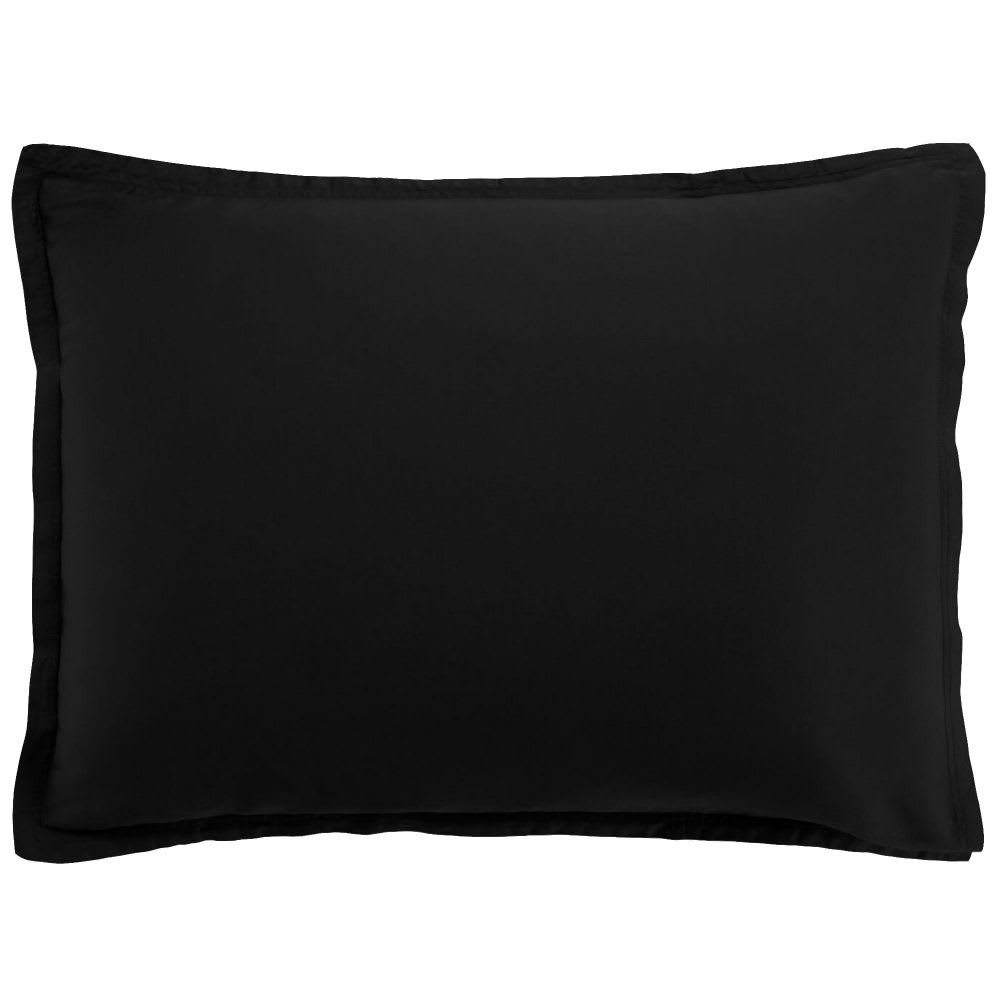 Taie d'oreiller rectangle satin de coton noir 50x70 cm