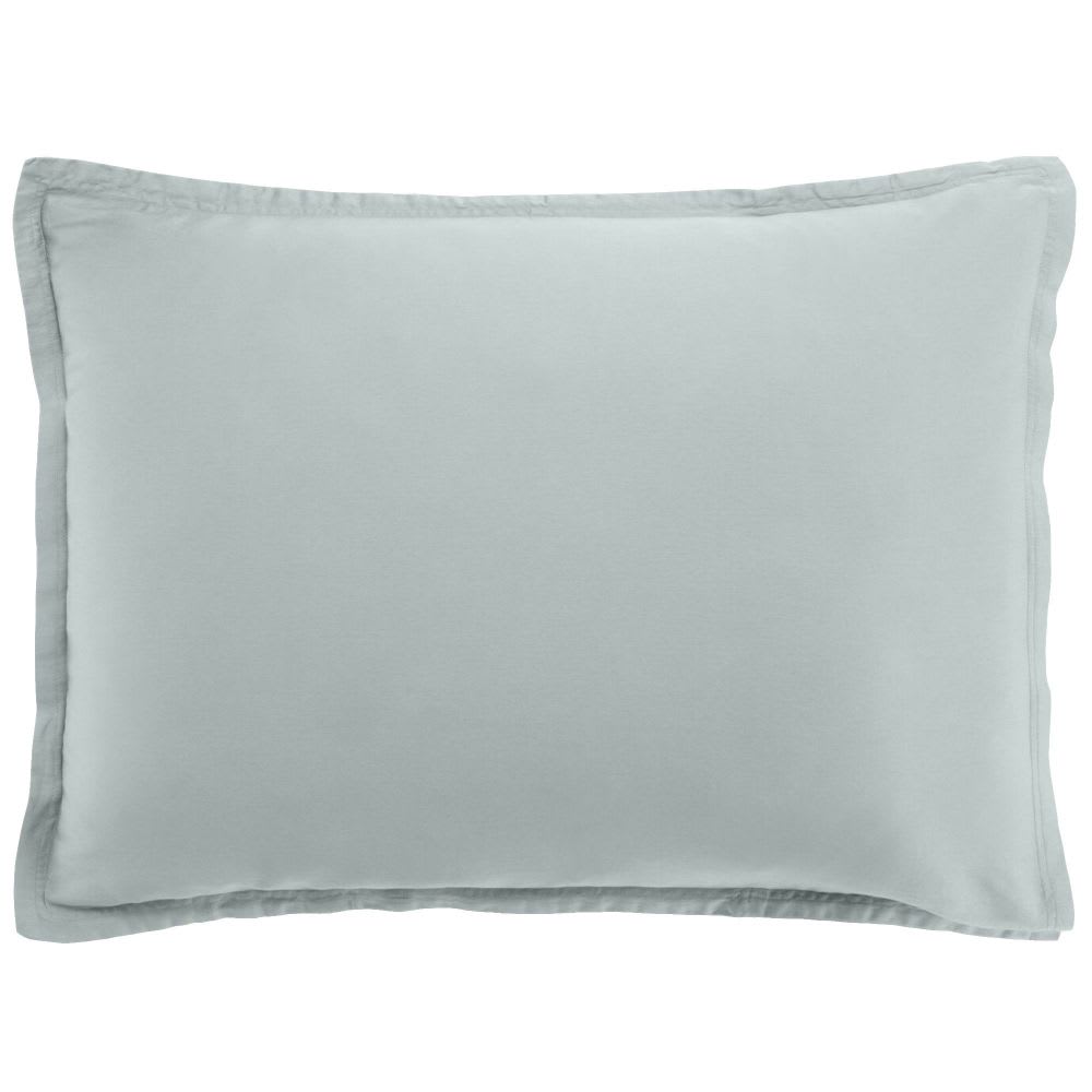 Taie d'oreiller rectangle satin de coton bleu 50x70 cm