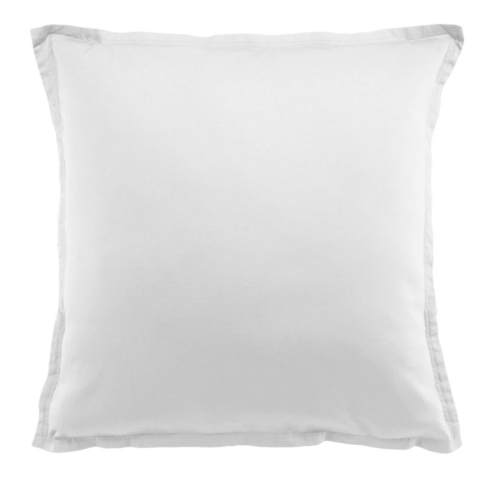 Taie d'oreiller carrée satin de coton blanc 65x65 cm