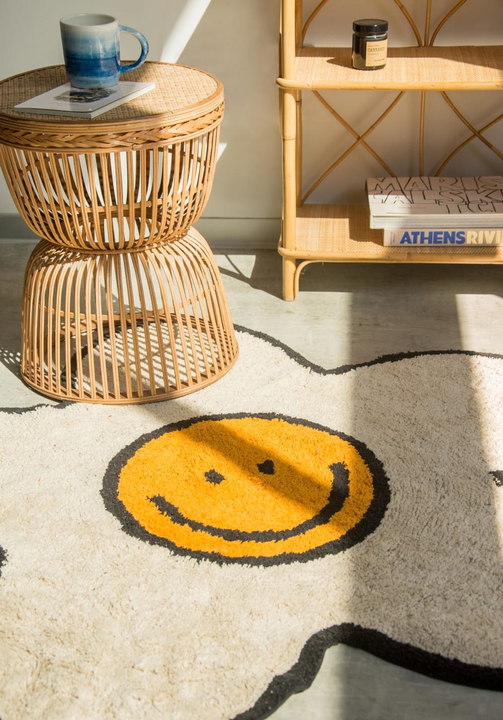 Tappeto in cotone a forma di margherita sorridente 140 - RNT by