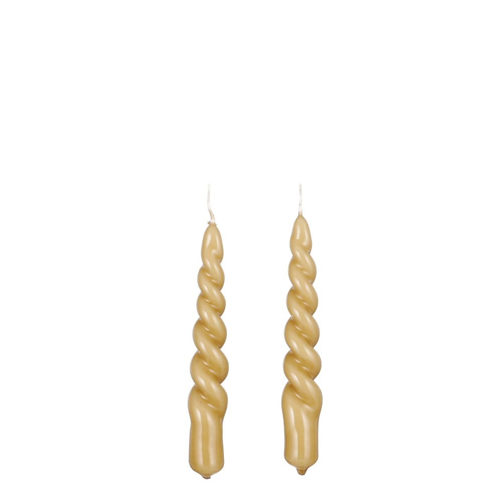 Mica Decorations Dinnerkerze Twist Hellbraun Wachs H15xB2.2xL2.2cm style vintage - Wachs