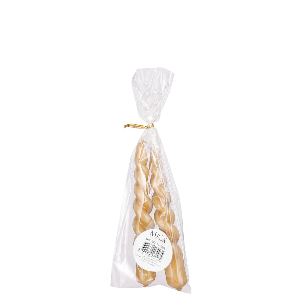 Dinnerkerze Twist Hellbraun Wachs H15xB2.2xL2.2cm - Maisons Du