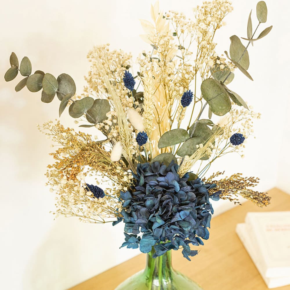 Bouquet de fleurs séchées pour dame jeanne hortensia bleu - Maisons du Monde