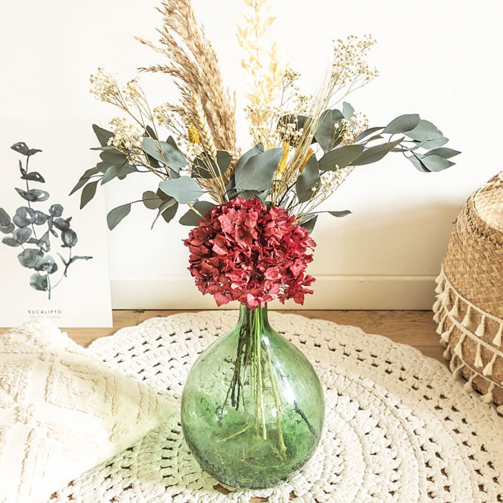 Réconciliation Végétale Bouquet de fleurs séchées pour dame jeanne hortensia rose - Fibres Naturelles