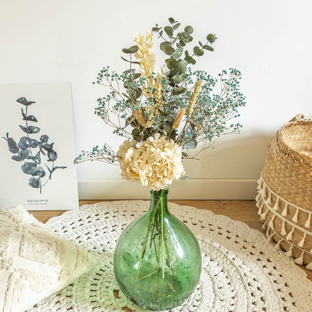 Réconciliation Végétale Bouquet de fleurs séchées pour dame jeanne hortensia blanc - Fibres Naturelles