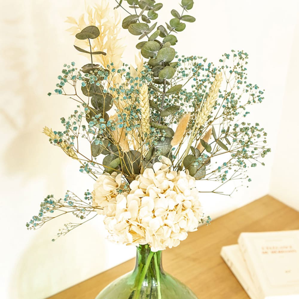 Bouquet de fleurs séchées pour dame jeanne hortensia blanc - Maisons du Monde