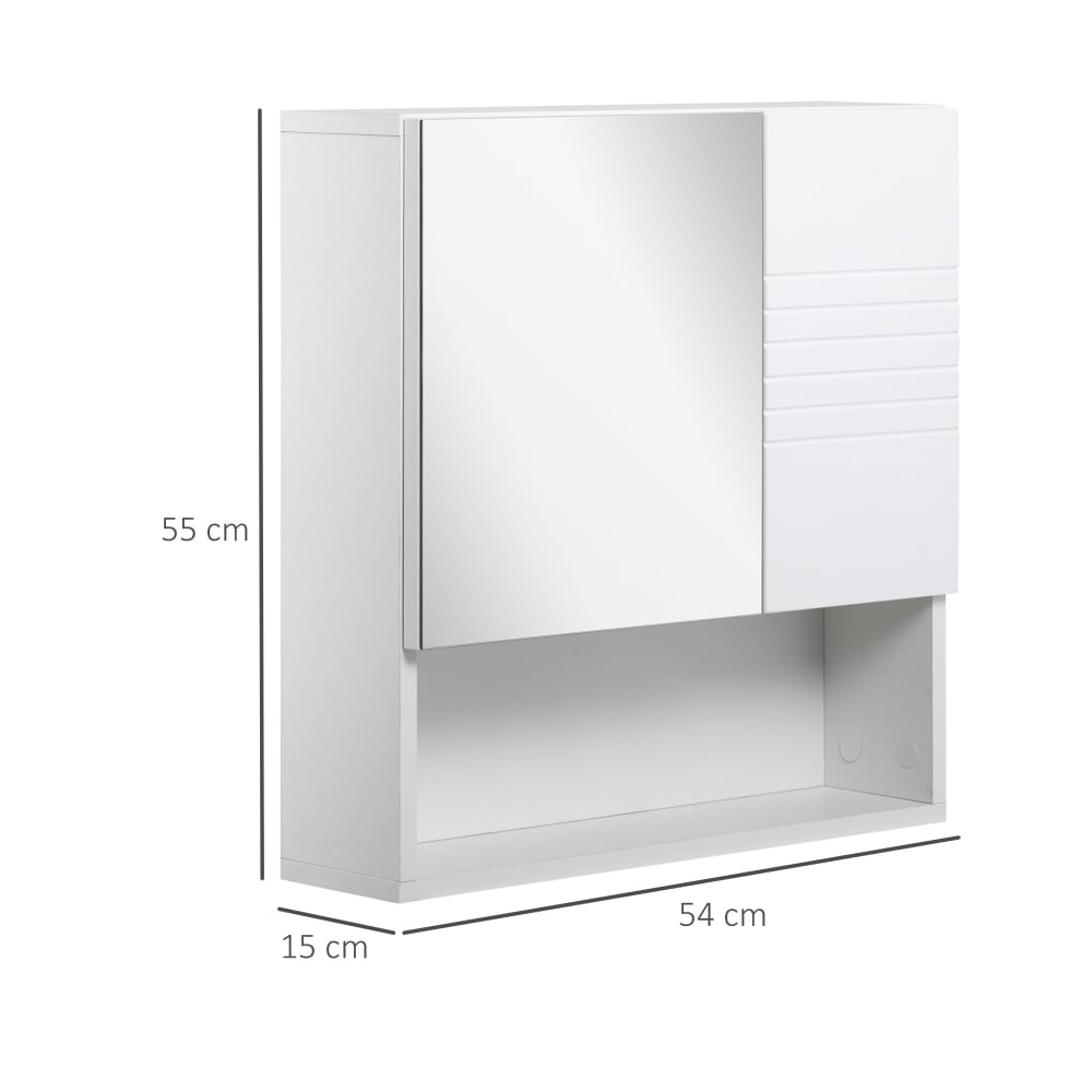 Mobiletto bagno pensile con specchiera 54x15x55cm bianco -