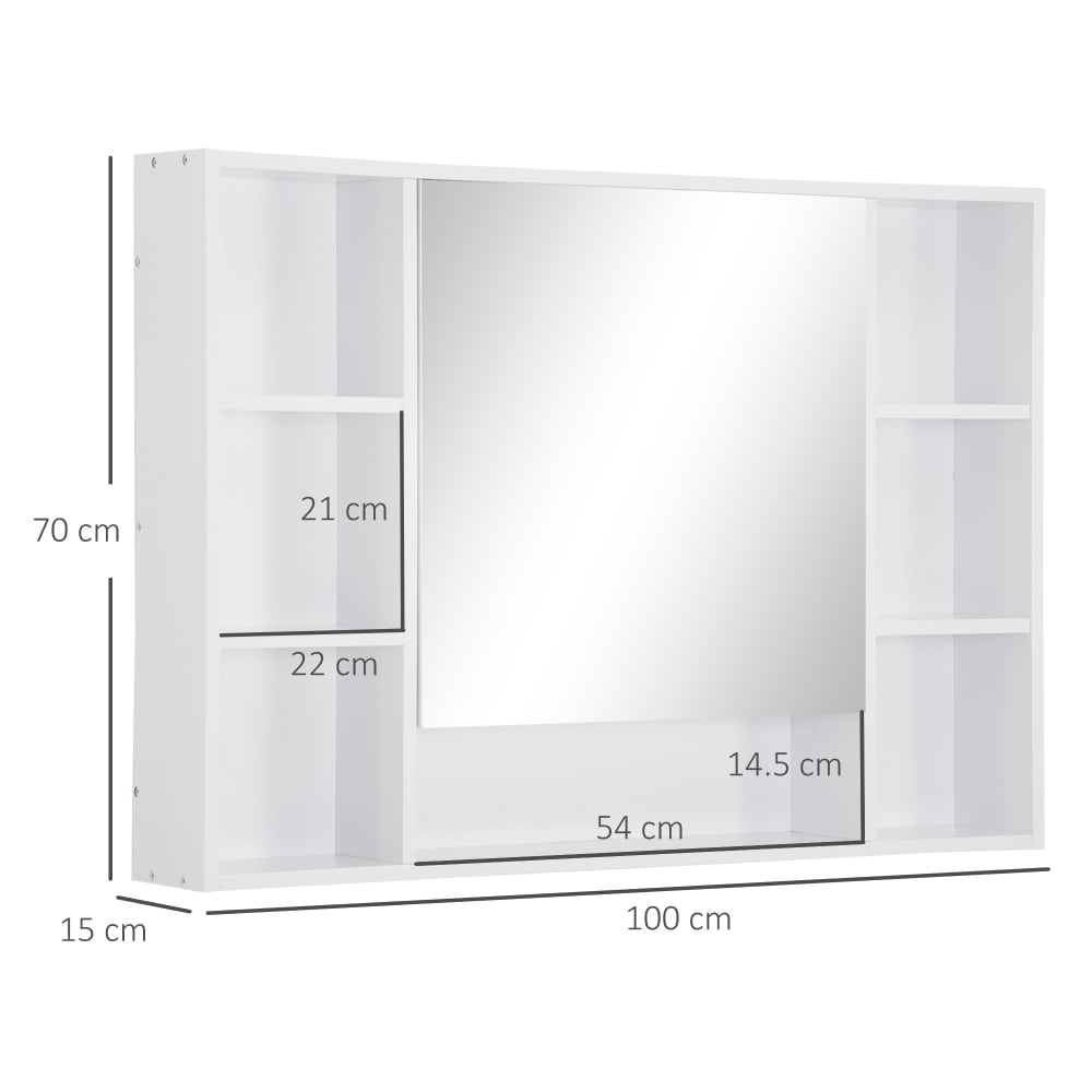 Mobile specchiera bagno con mensole e armadietto bianco -