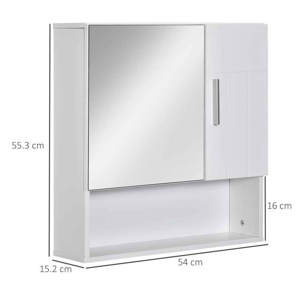 Specchiera bagno in legno a 2 ante con ripiano aperto bianco -