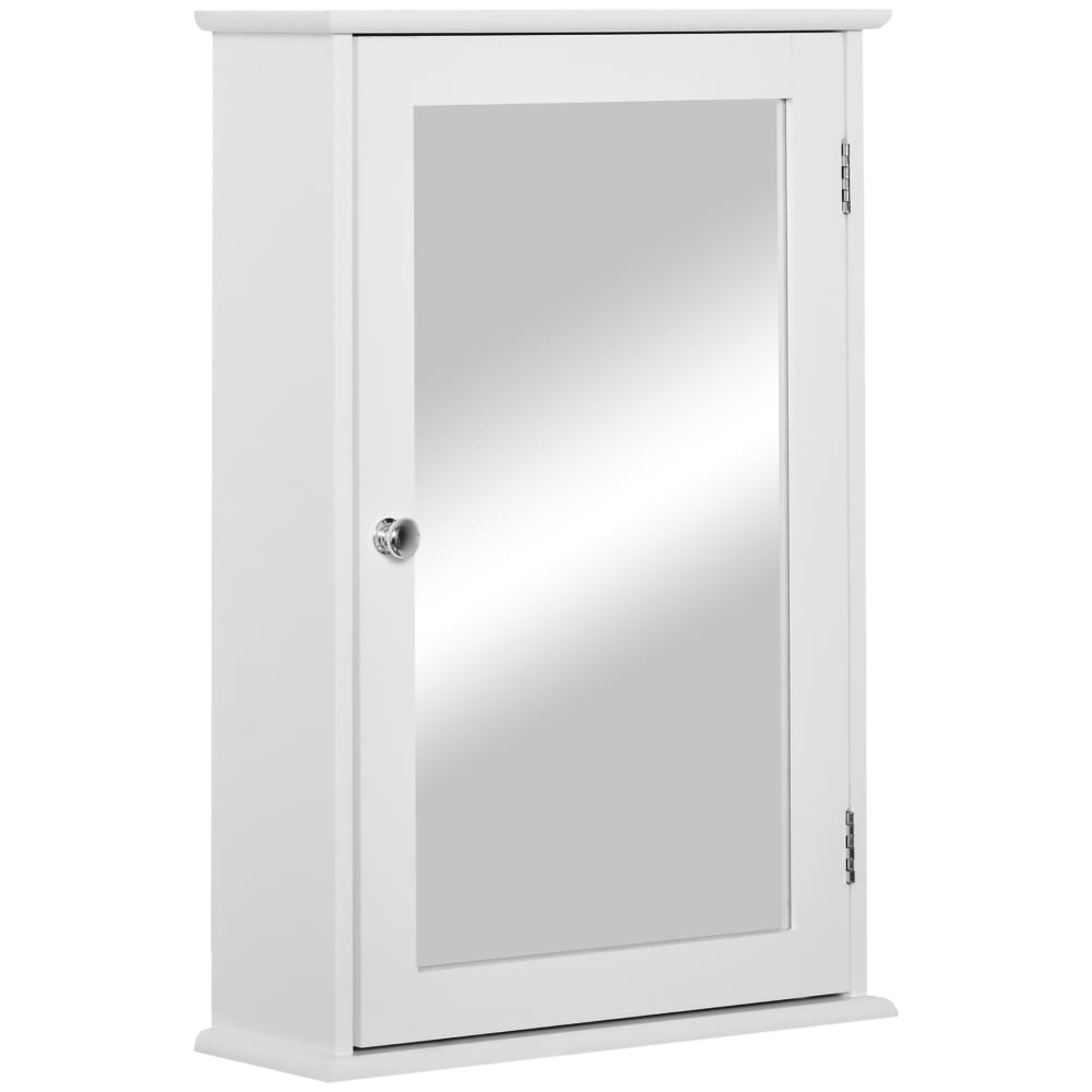 Mobiletto bagno pensile con specchio 41x14x60cm legno bianco - Bianco - Pannello di particelle