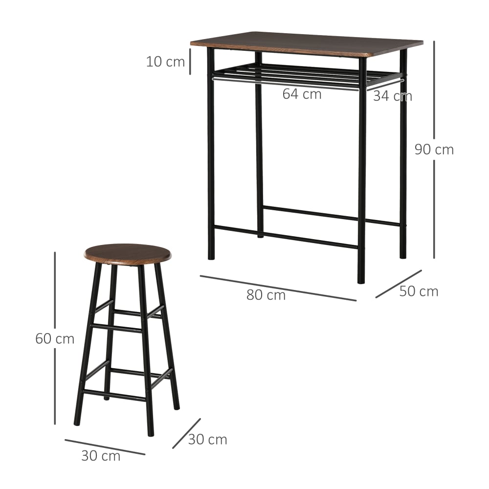 Set tavolo alto 2 sgabelli per cucina sala bar poggiapiedi e
