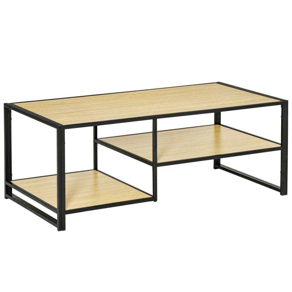 Tavolino da salotto in stile industriale 3 ripiani mdf acciaio - Beige - Pannello di particelle