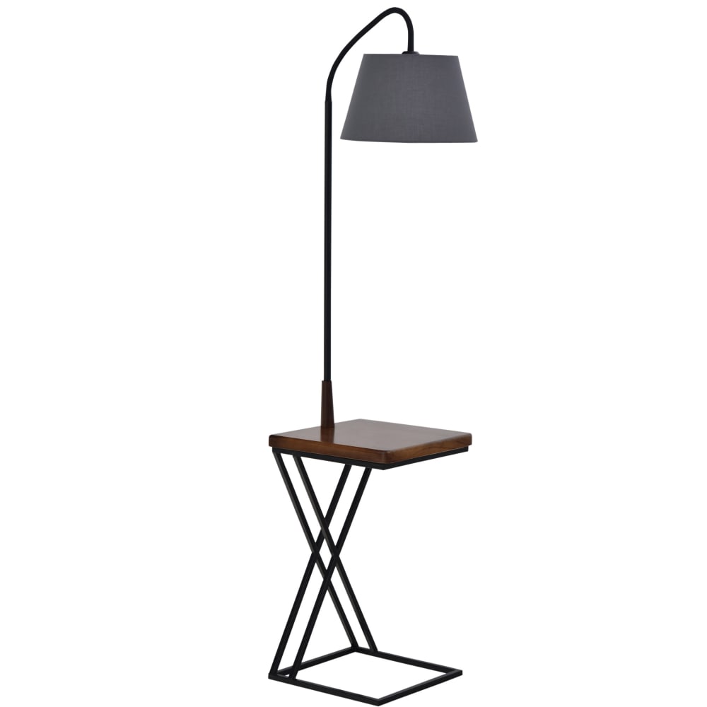 Lampada da terra a caricatore wireless in legno e acciaio multicolore - Acciaio