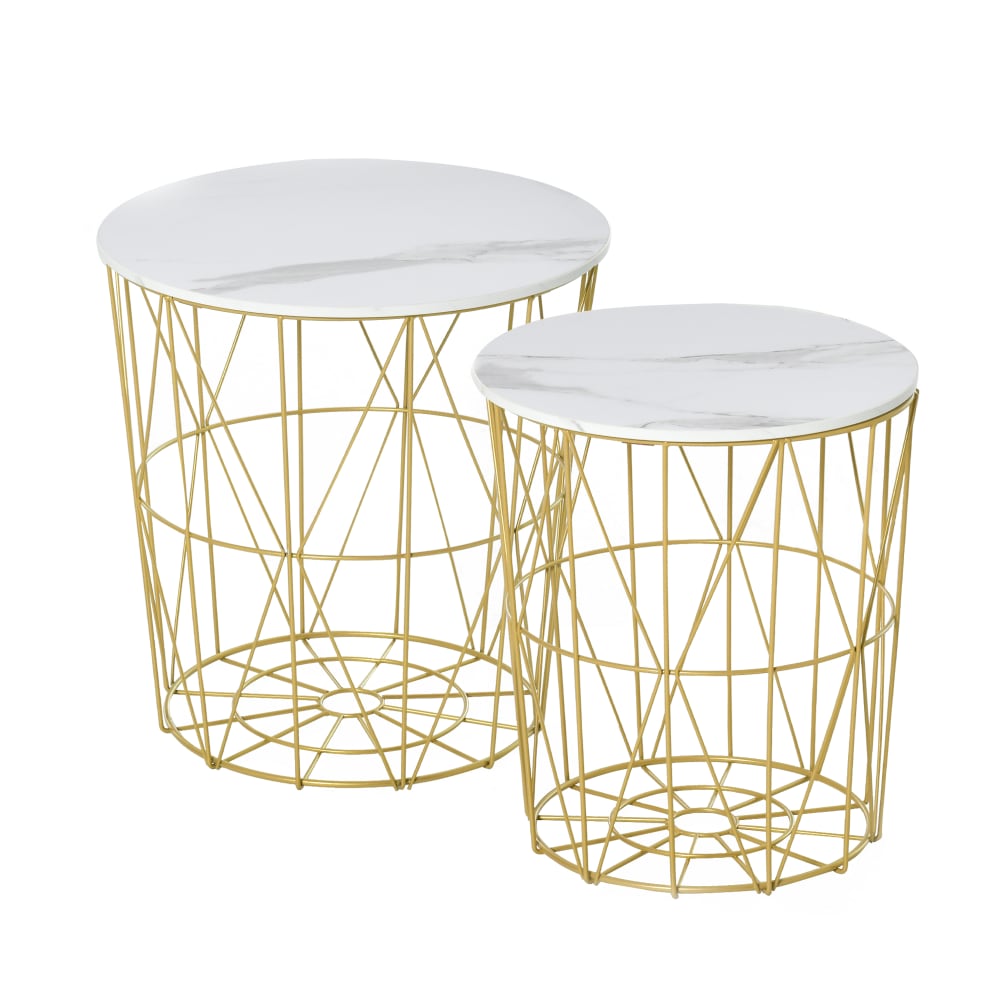 Set 2 tavolini impilabili base contenitore e piano rimovibile - Multicolore - Acciaio