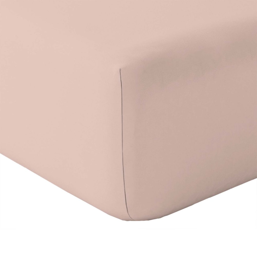 Drap housse en coton lavé oekotex rose clair 190 x 140 - Maisons du Monde