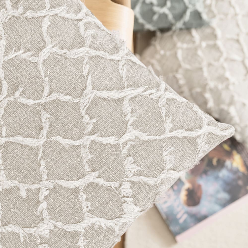 Housses de coussin jacquard velours relief beige -40x40- lot de 2 - Maisons du Monde