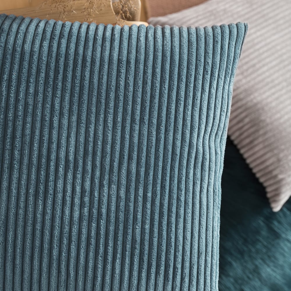 Housses de coussin velours côtelé bleu pétrole- lot de 2 - 45x45 - Maisons du Monde