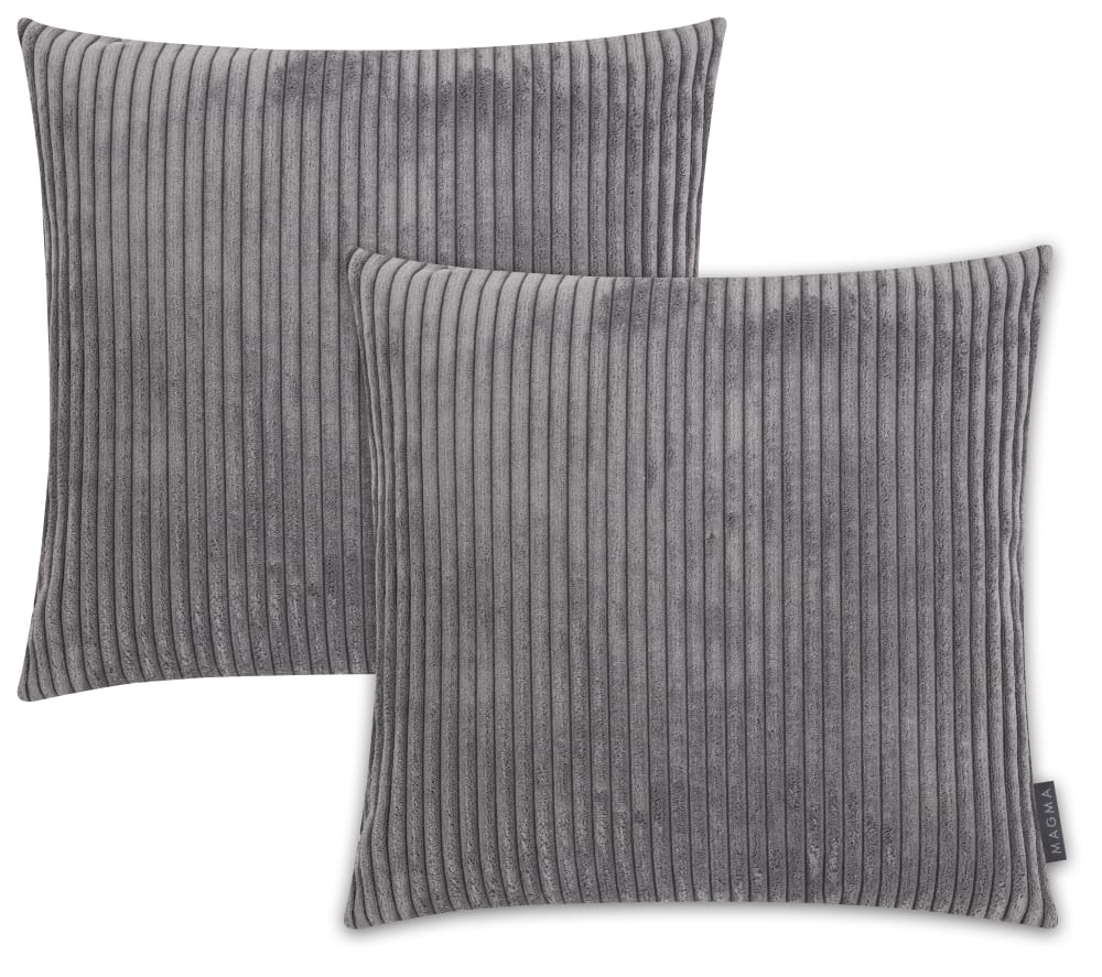 Housses de coussin velours côtelé anthracite - Lot de 2 - 45x45