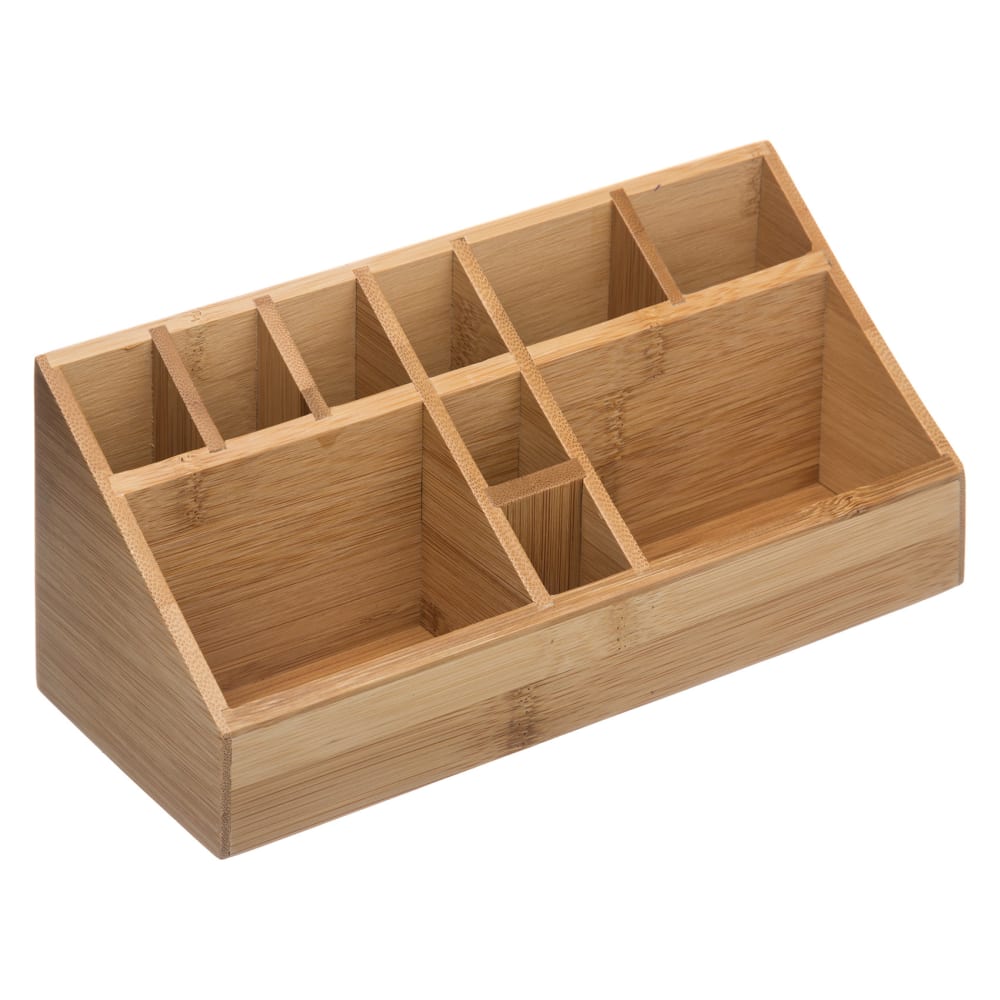 Home Maison Organiseur à 10 compartiments bambou naturel 23x9.5x9 cm style contemporain Beige