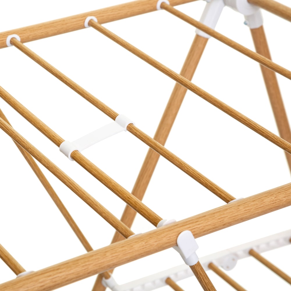 Étendoir à linge pliable en métal effet bois