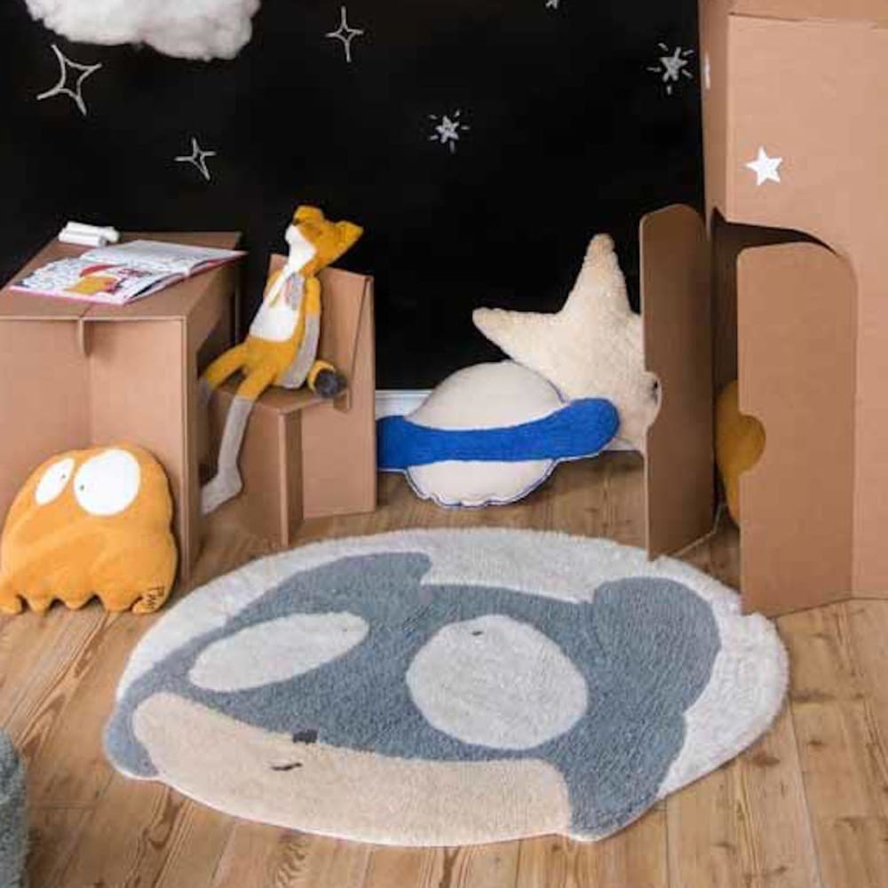Alfombra lavable astromouse de lana blanco ø100 - Maisons du Monde