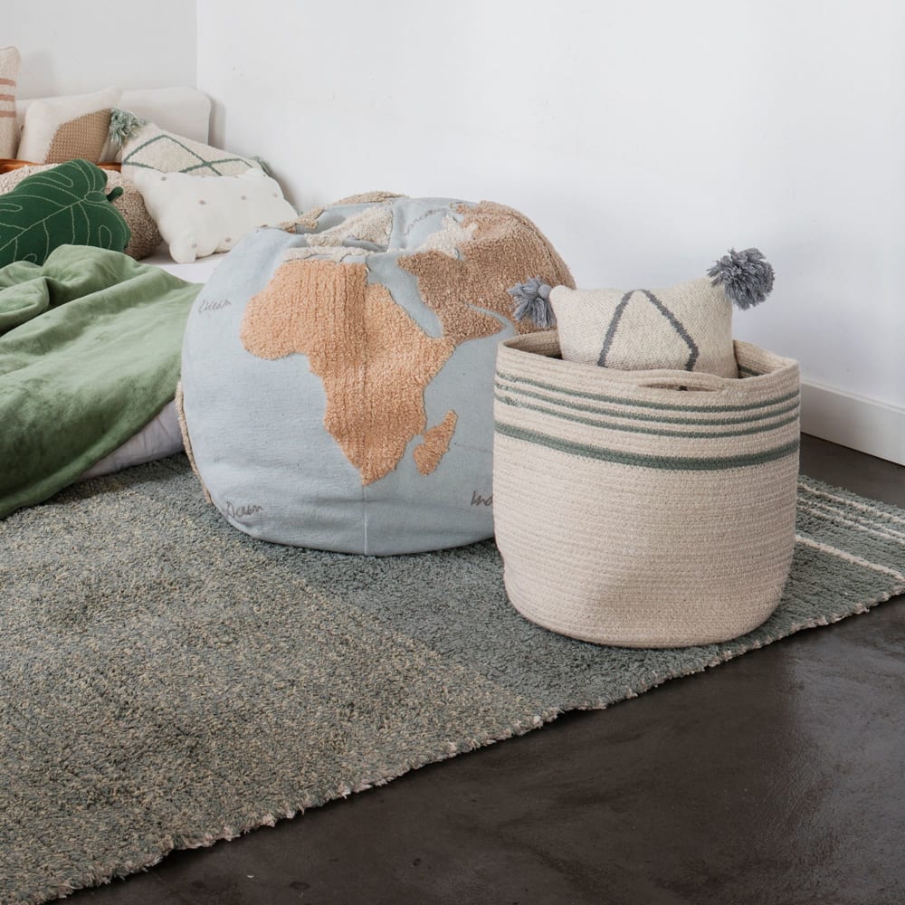 Panier en coton bleu Ø30x30 - Maisons du Monde