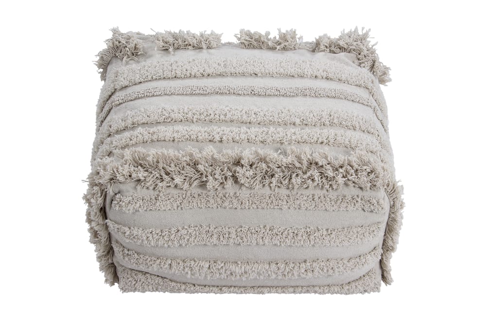 Pouf en coton beige 54x54x27