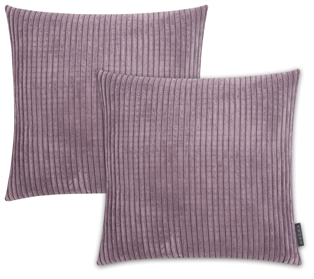 Housses de coussin velours côtelé mauve - Lot de 2 - 45x45