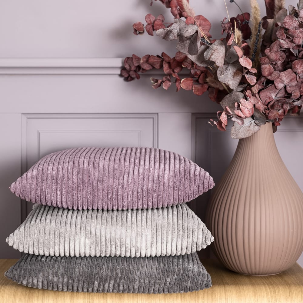 Housses de coussin velours côtelé mauve - lot de 2 - 45x45 - Maisons du Monde