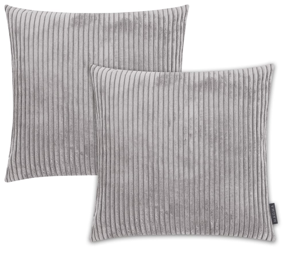 Housses de coussin velours côtelé gris - Lot de 2 - 45x45