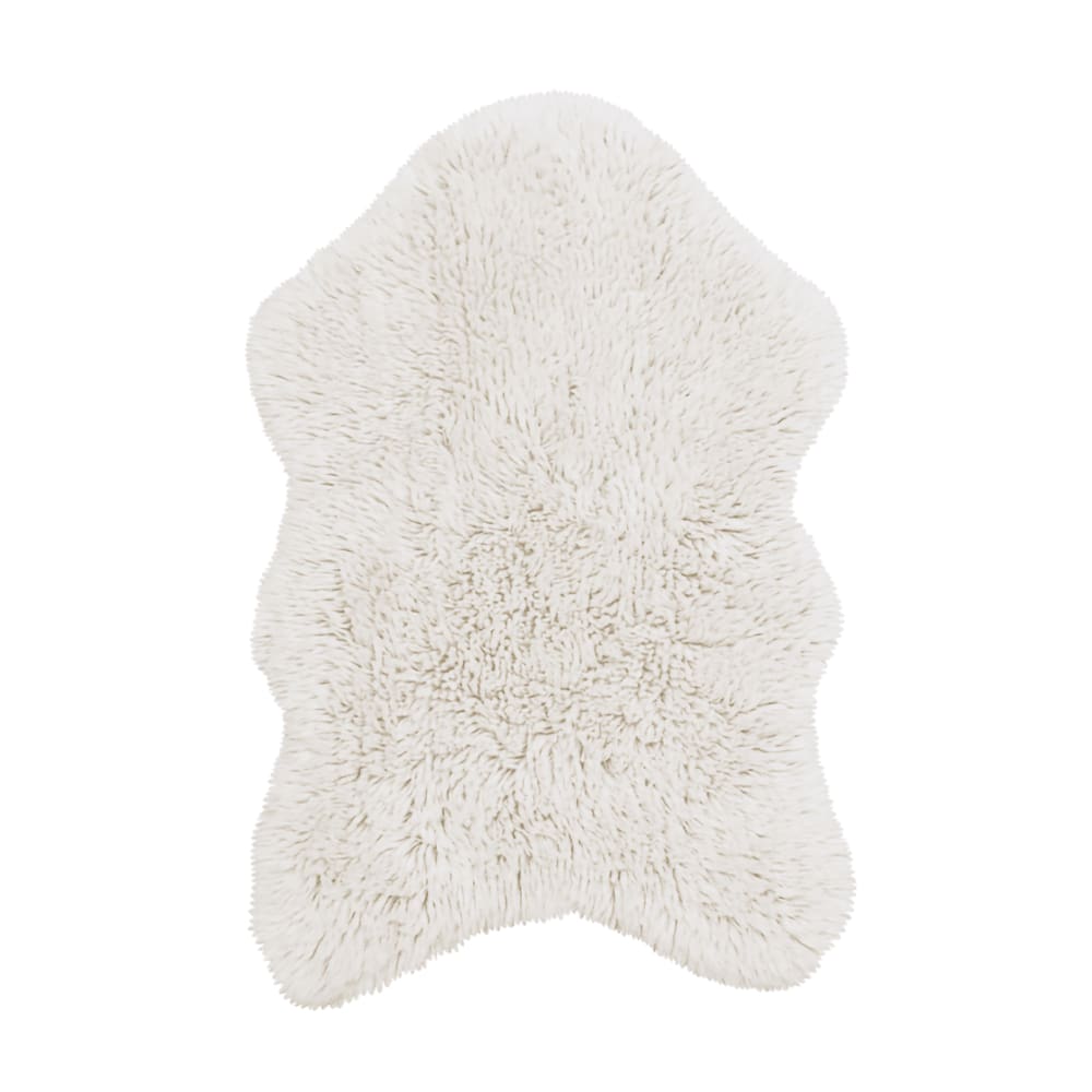 Tapis lavable en laine blanc 75x110