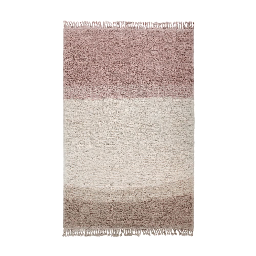 Tapis lavable en laine - rose